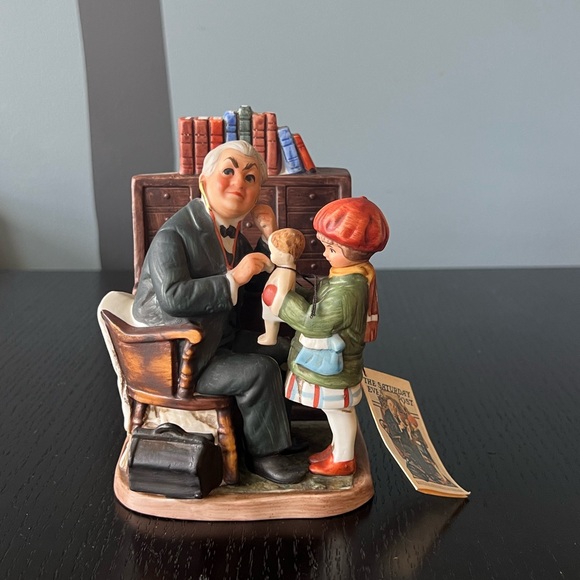 1973 Norman "Rockwell Doctor & the Doll" Figurine Dave Grossman Sat Evening Post - Picture 1 of 7